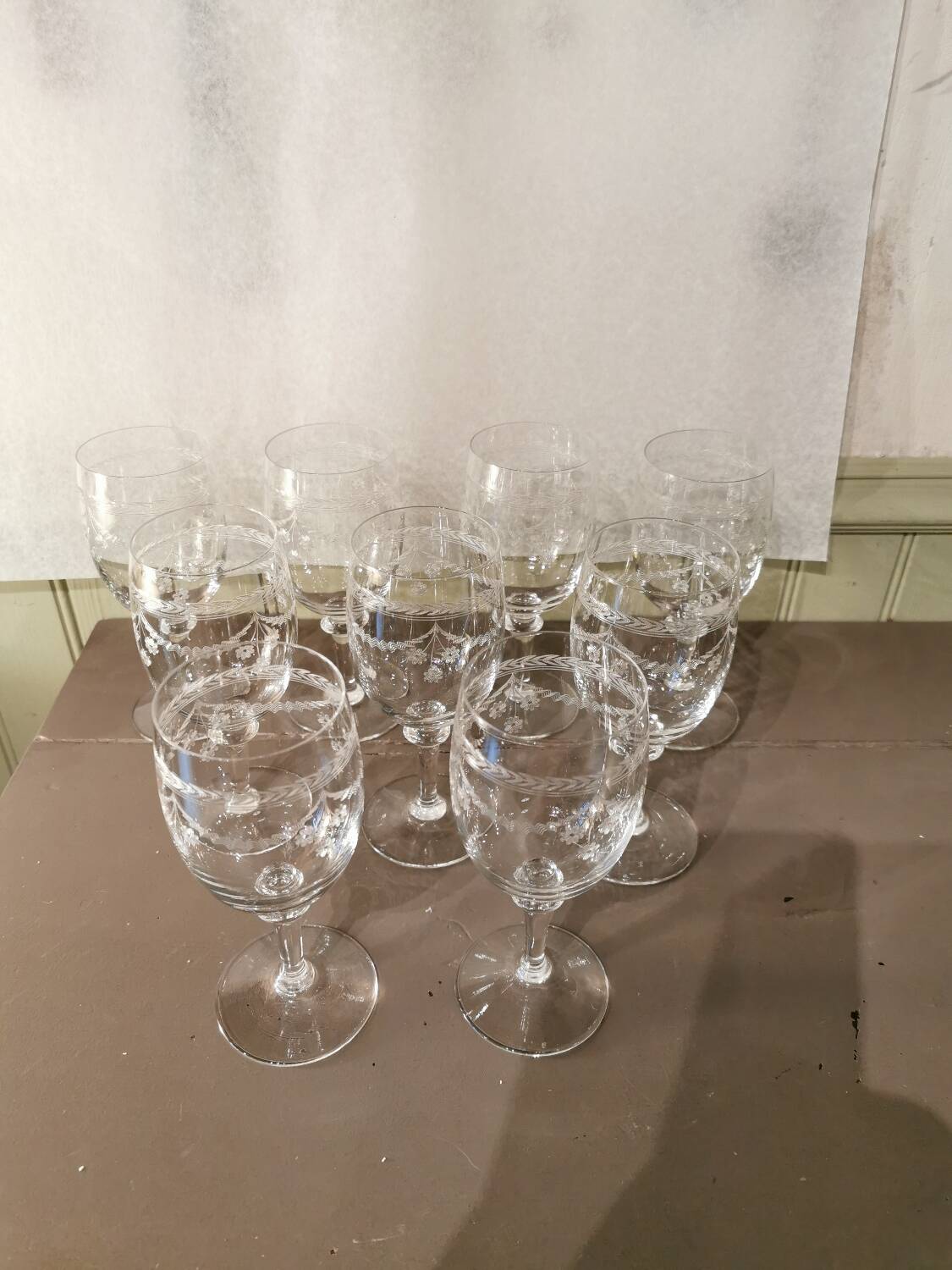 Set of 9 crystal glasses from the Napoleon III period