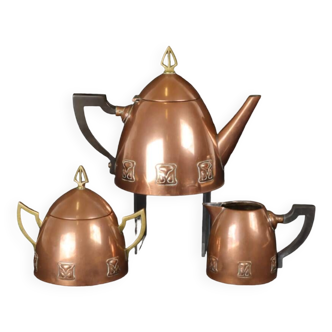 WMF Secession viennoise Jugenstil Set of 3 brassware (red copper) Art Nouveau
