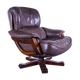 Brutalist leather swivel armchair 1970