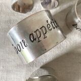 Silver metal napkin rings Bon appetit