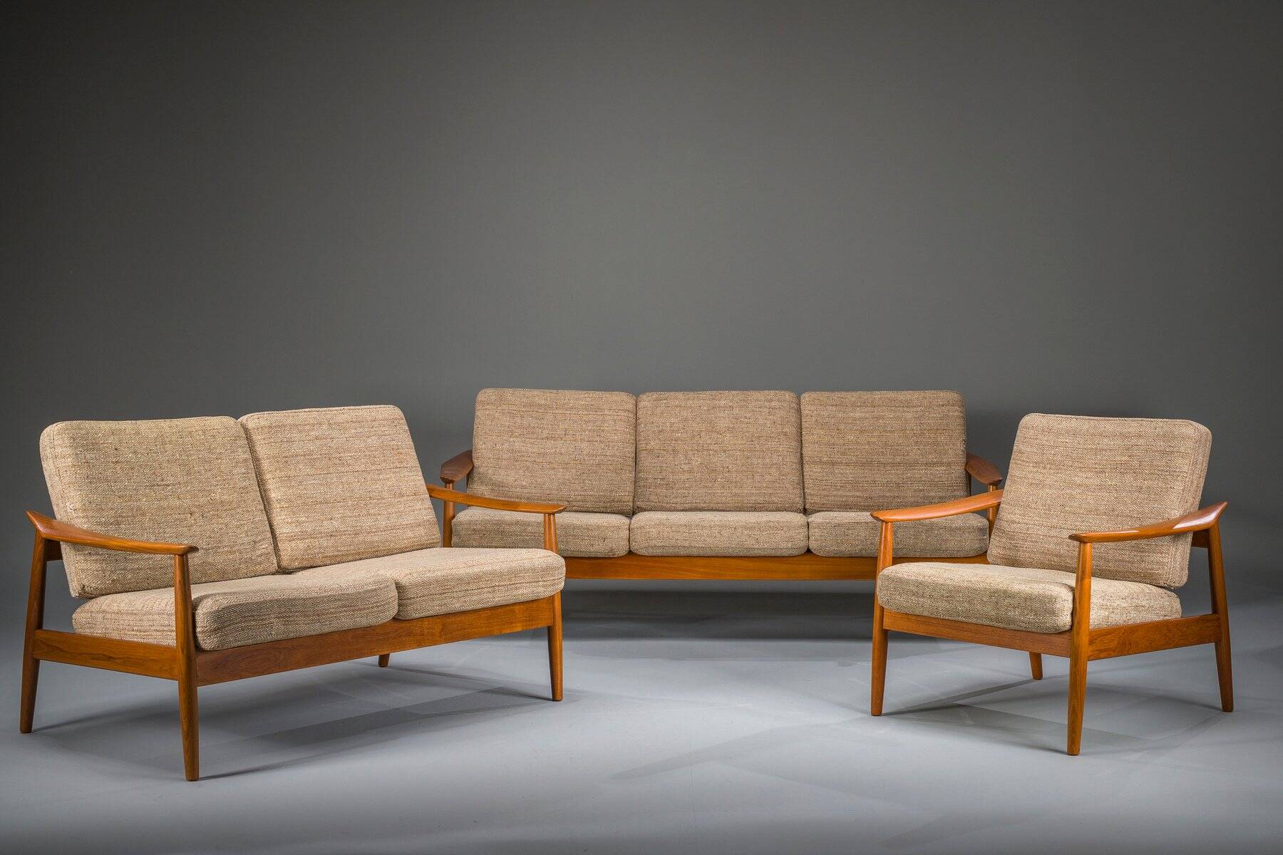 Danish modern seating set in teak by Arne Vodder for France & Søn, 1960s, set of 3
