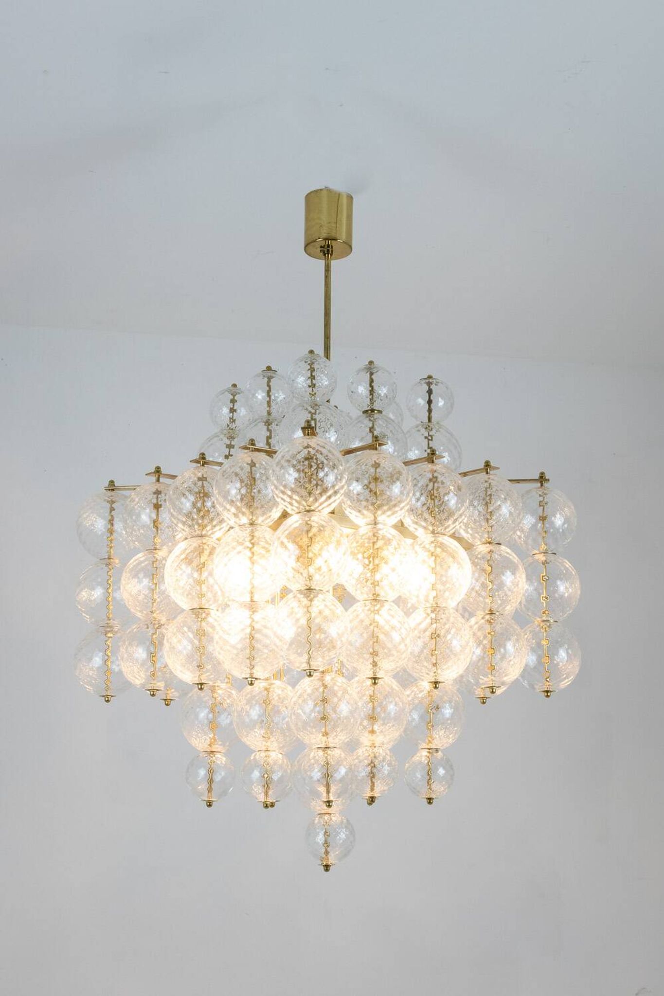 Kamenický Šenov. Glass blown chandeliers and gilded brass. 1970s.