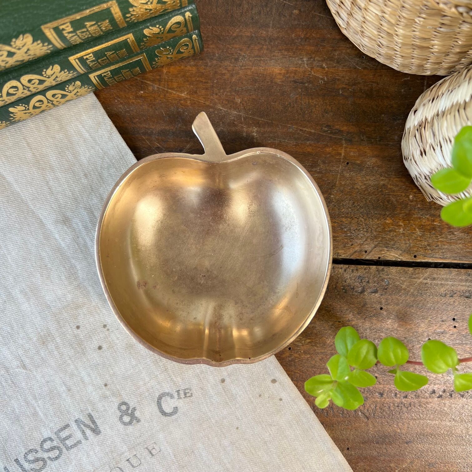 Apple-shaped brass tidy