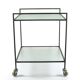 Minimal steel and wired glass sixties tea trolley