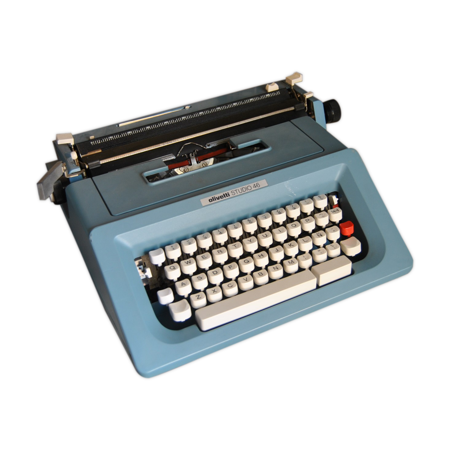 Blue typewriter Ollivetti Studiu 46 years 70