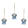Set of 3 Murano blue glass pendant lights