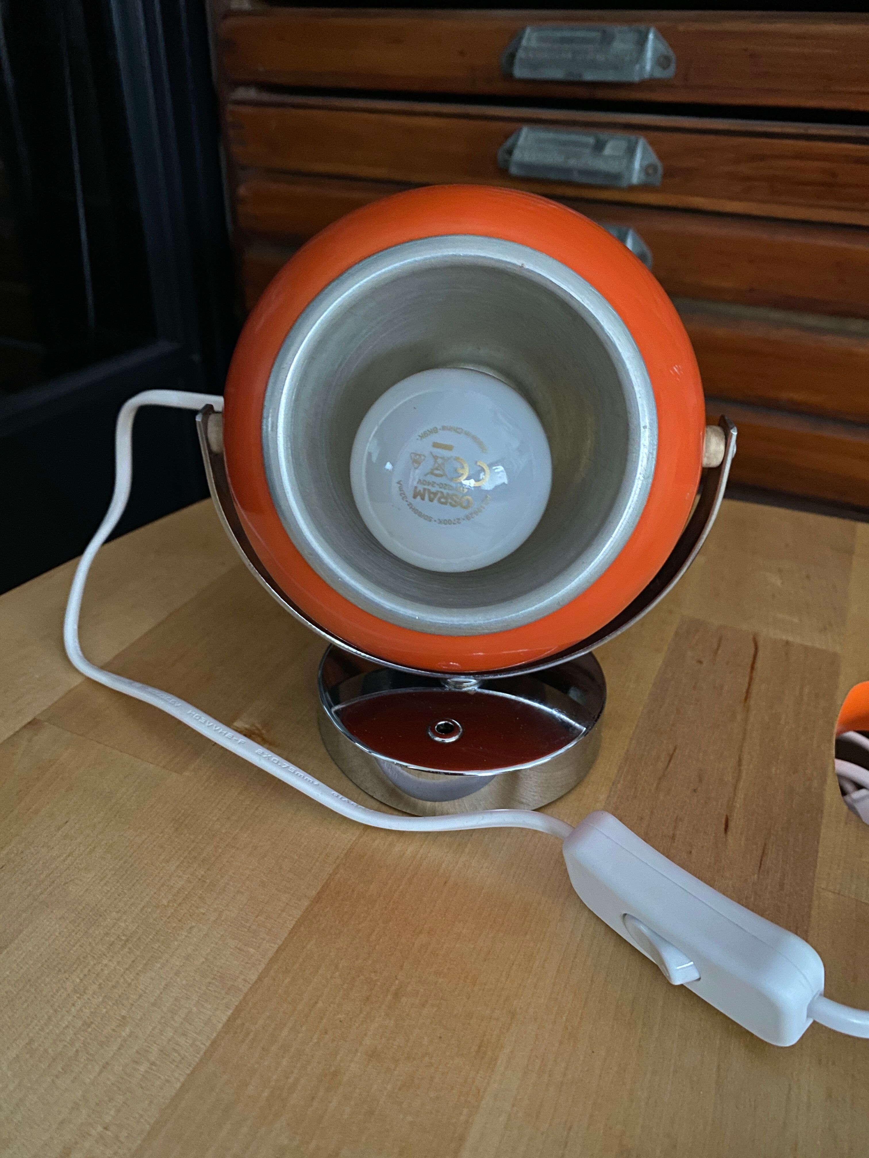Vintage orange Eye Ball lamp
