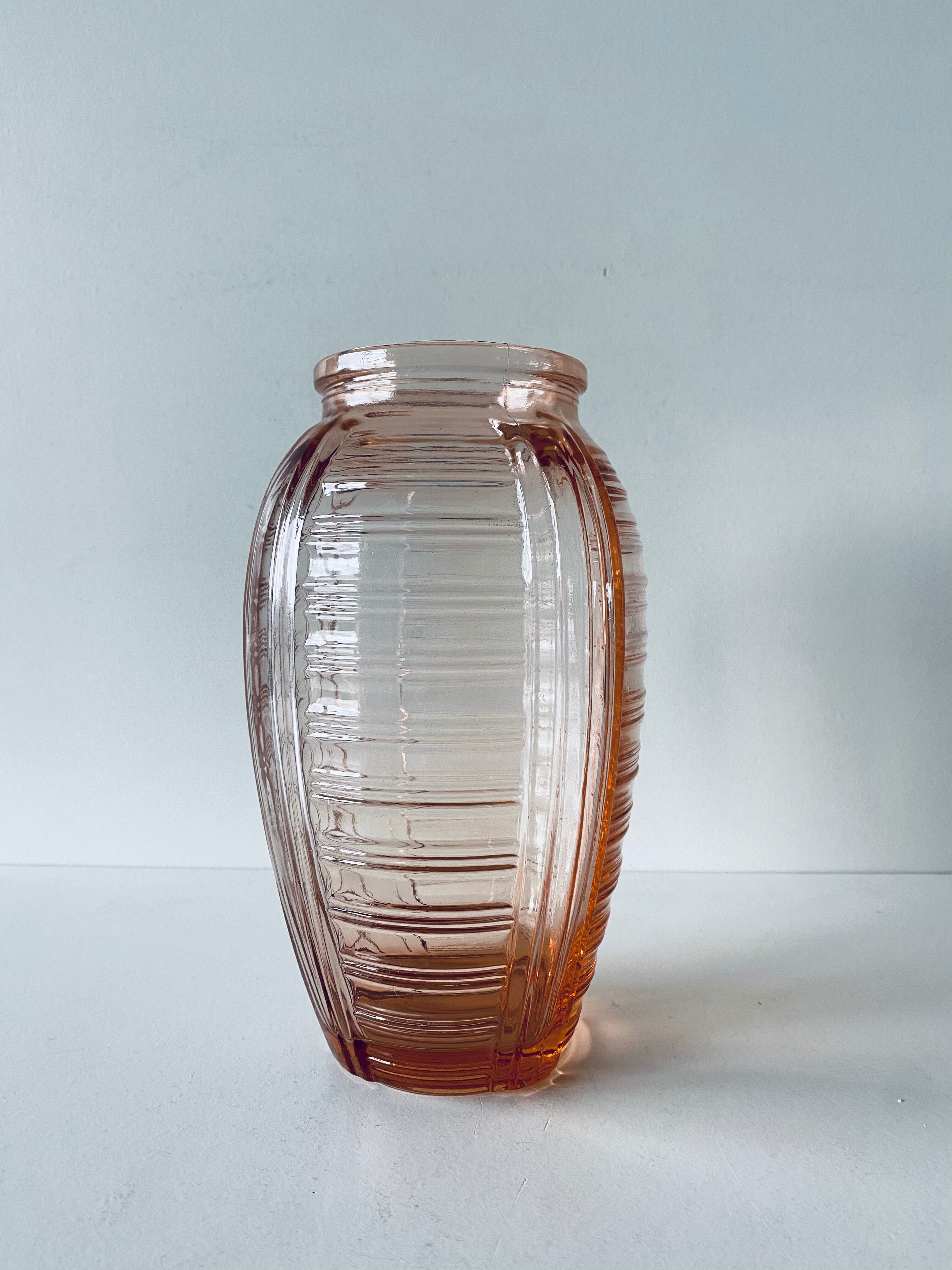 Old pink glass vase