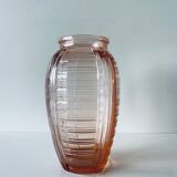 Vase rose ancien en verre