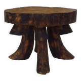 Milking stool carved in one piece, Ariège peasant art, 19th century