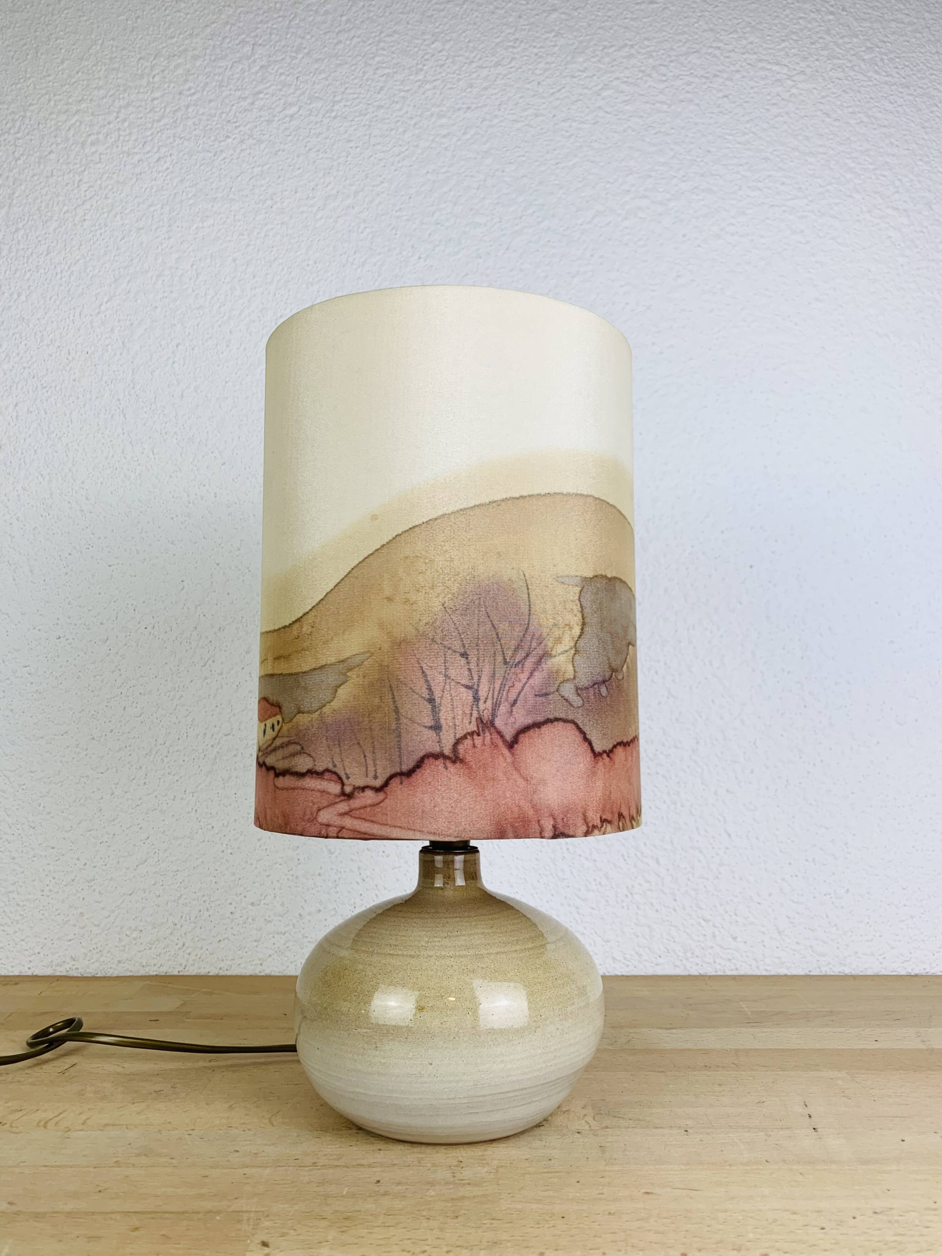 Vintage stoneware ball lamp, ceramic from the 70s