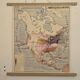 Old geography map / school map South America North America
