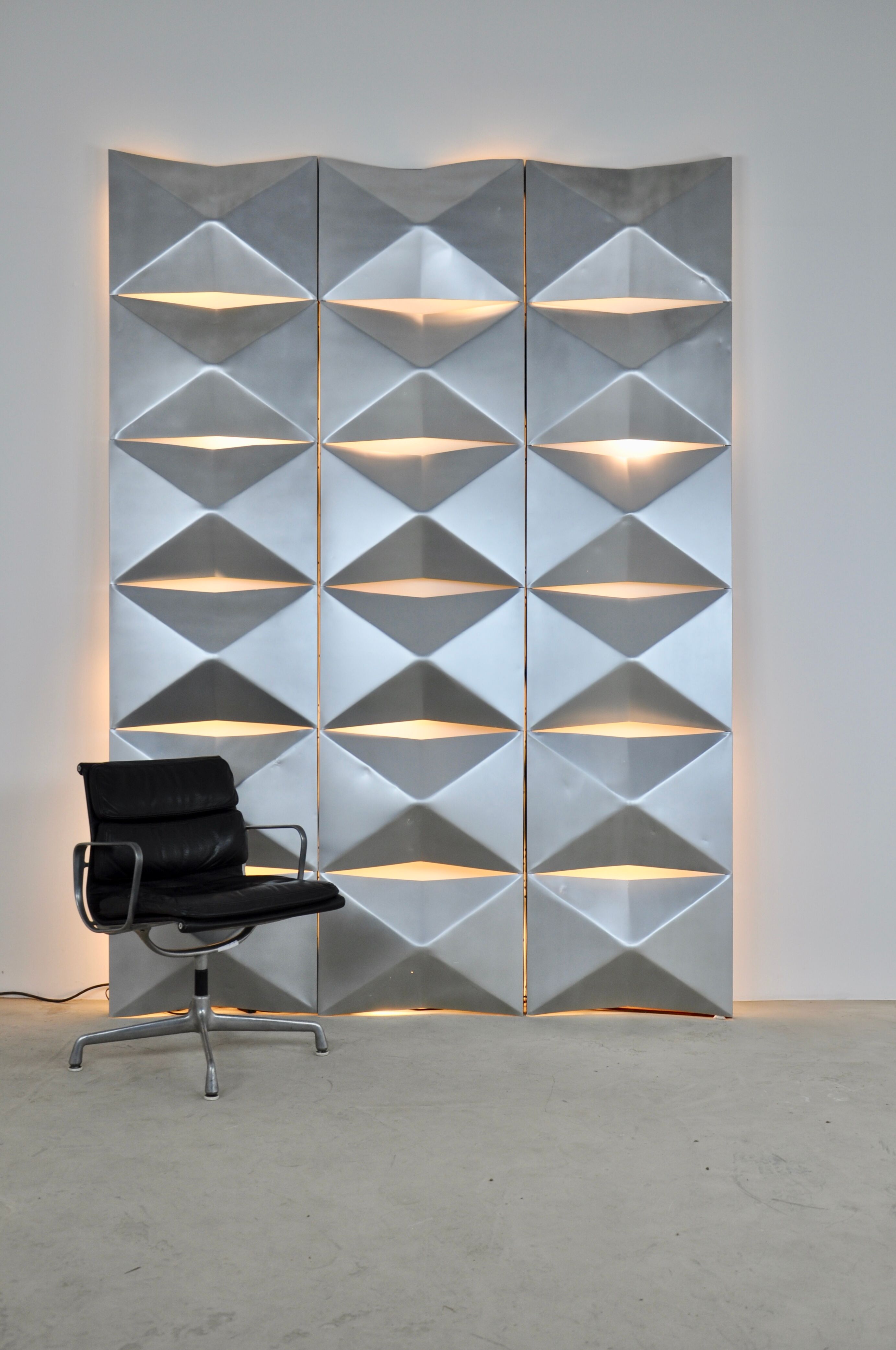 Aluminium modular wall mounted light panels 1960s