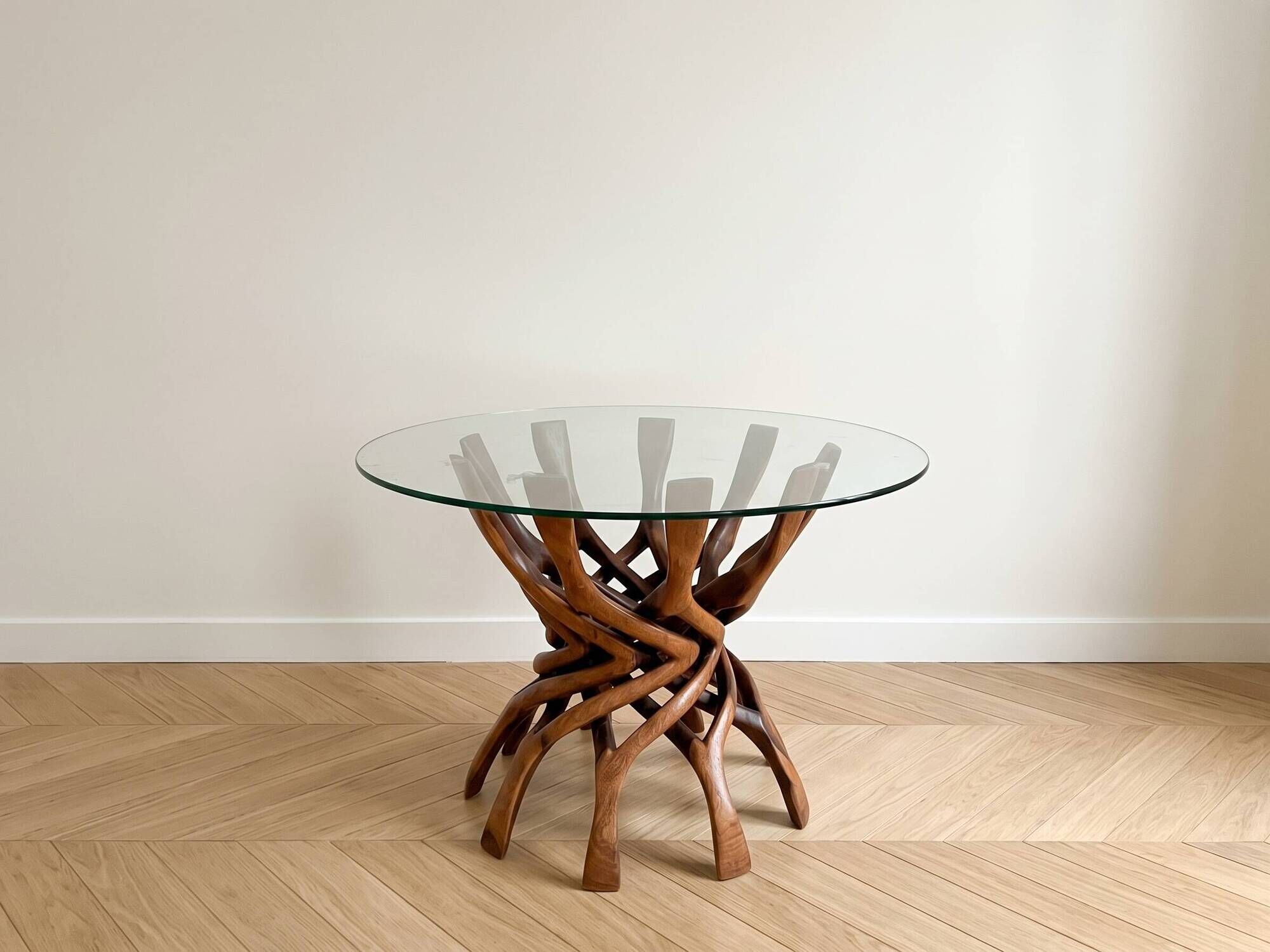 1960s coffee table in solid wood and glass