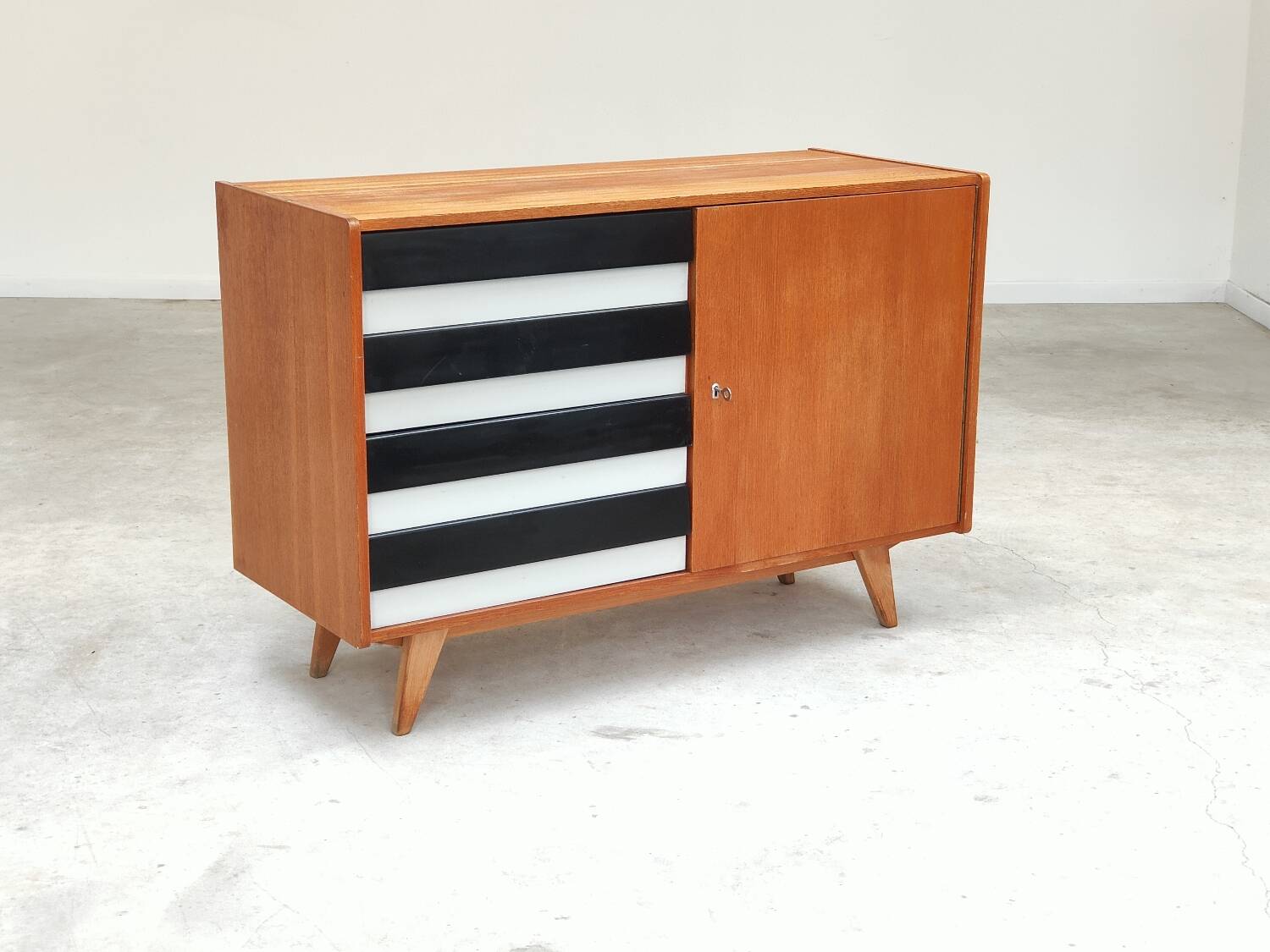 U-458 black and white sideboard by Jiri Jiroutek for Interier Praha