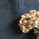 Drap ancien en lin et coton teinté en bleu nocturne