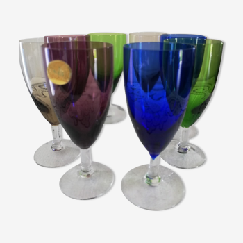 Serie de 8 verres Vallerysthal Porthieux vintage