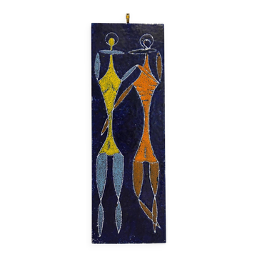Plaque en métal émaillée moderniste mid-century (1950)