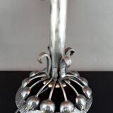 Important Stylized Wrought Iron Lamp with Glass Dome, c. 1930