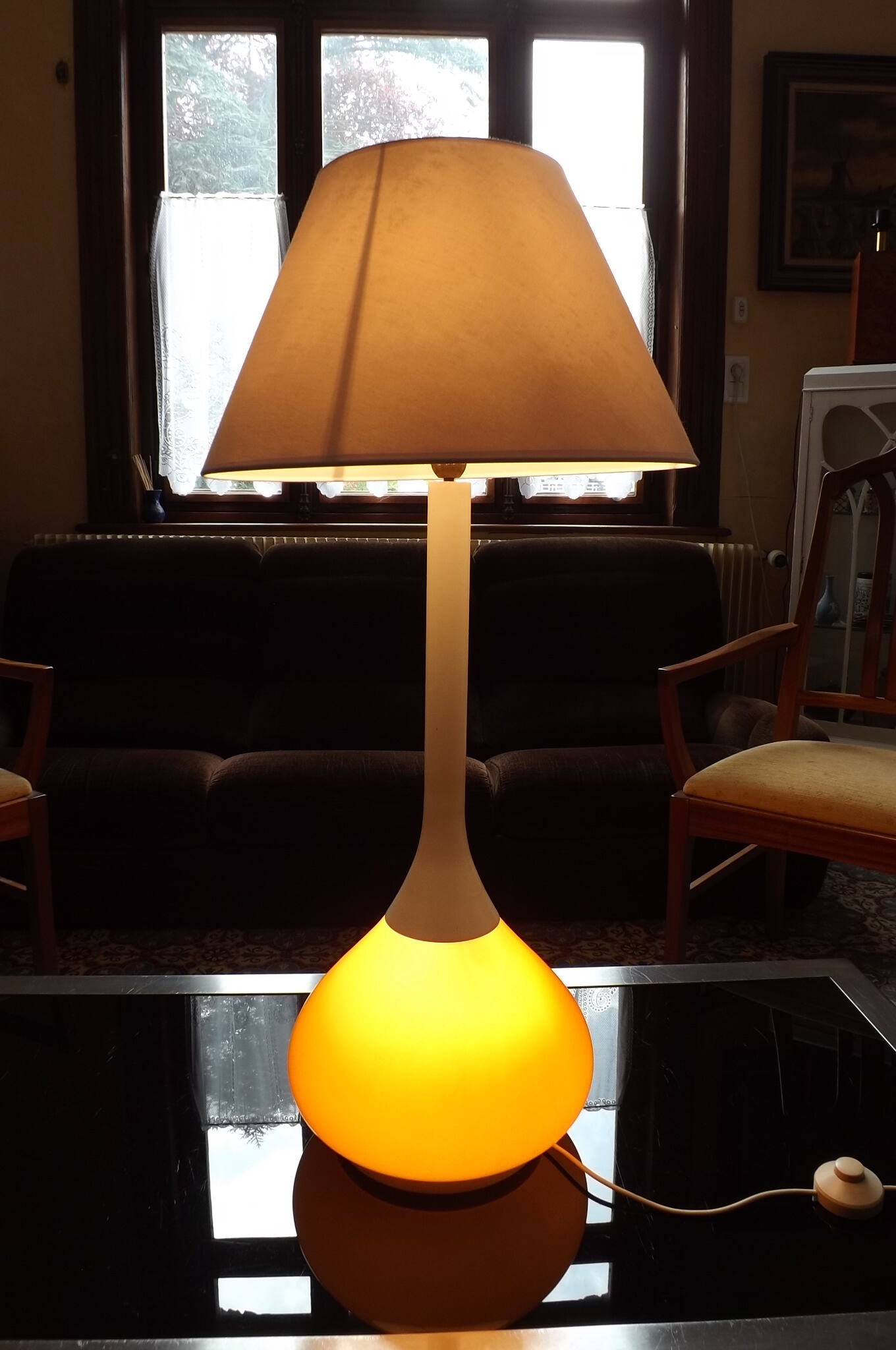 Orange 1960-70 vintage opaline drop lamp