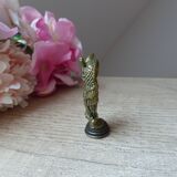 Miniature owl figurine Greece Brass Plated Bronze on Base