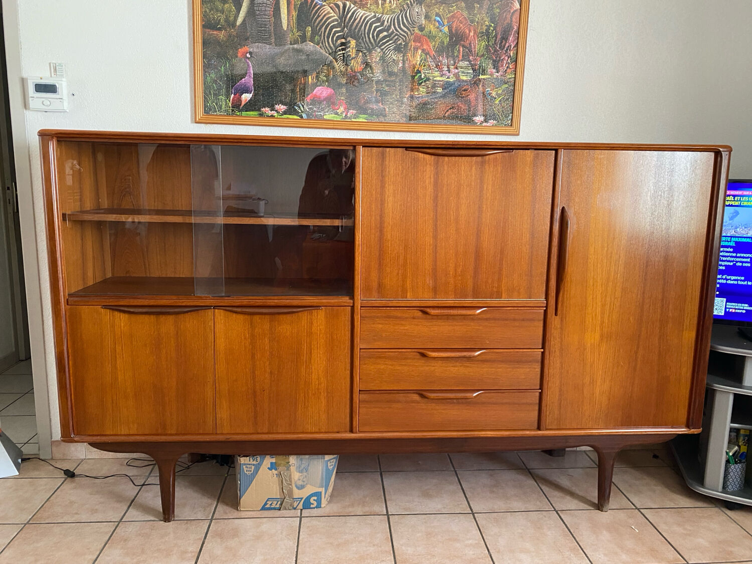 Vintage high teak sideboard