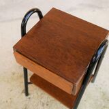 Vintage wooden and metal bedside table