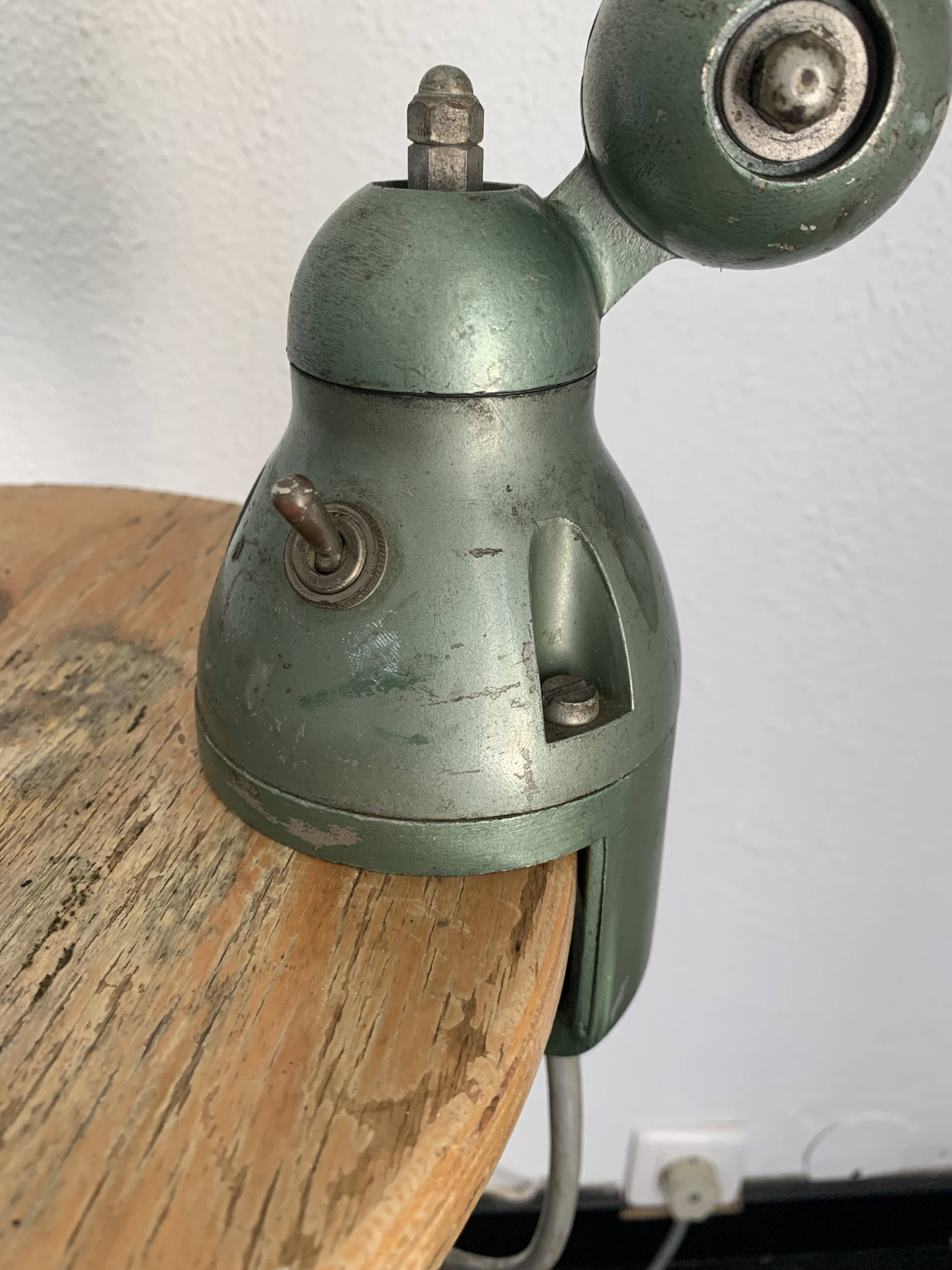 Vintage 1960s Jielde 2-arm green industrial lamp - 100 cm