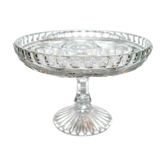 Standing cut compotier pie in molded crystal with inset stars