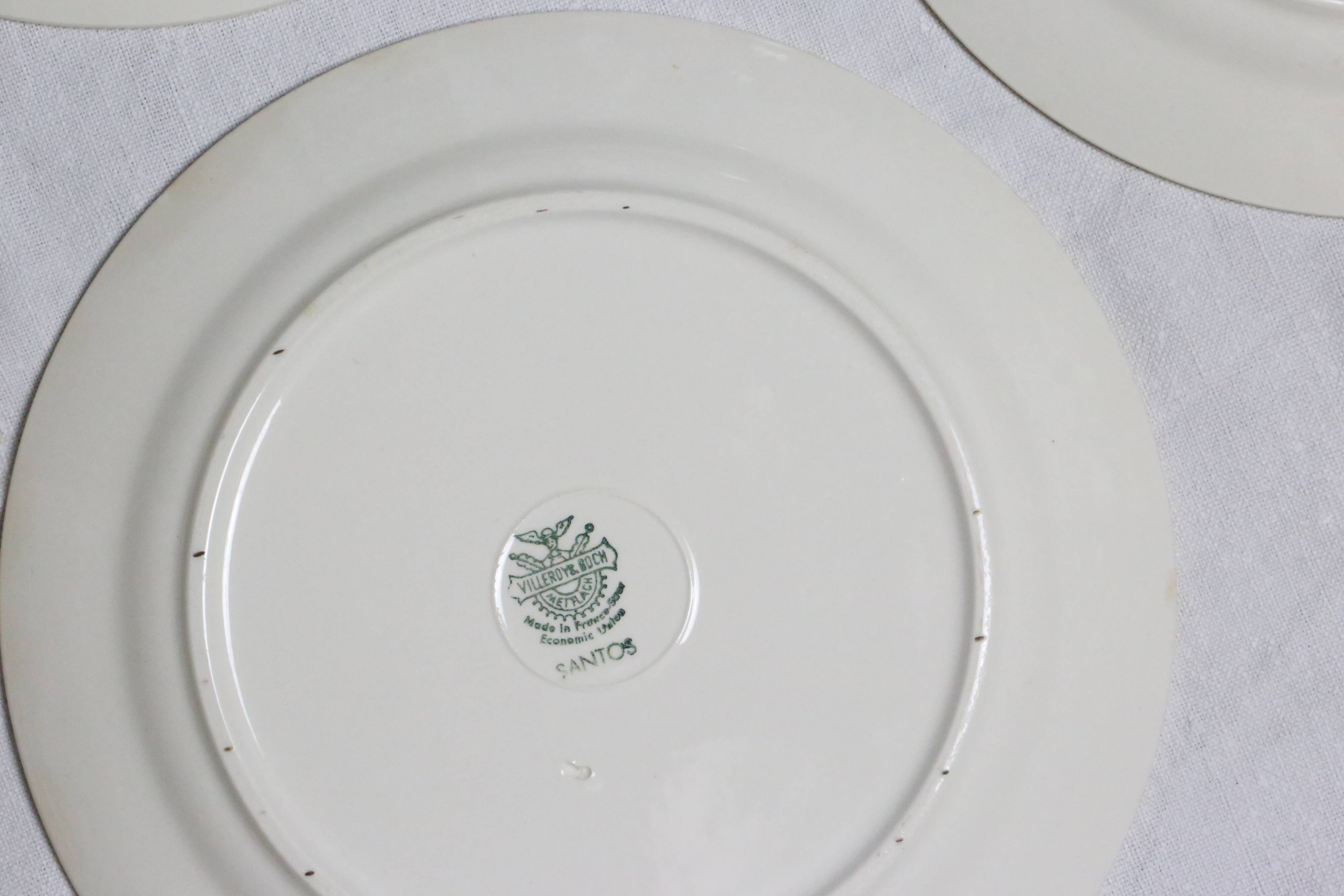 Deep plate service x6, Santos service, pink, Villeroy and Boch, vintage