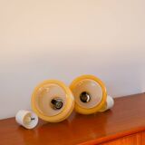 Pair of opaline pendants, Bubble, Beige, 1960