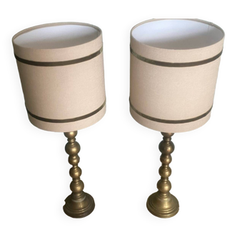 Pair of lamps with old brass base
