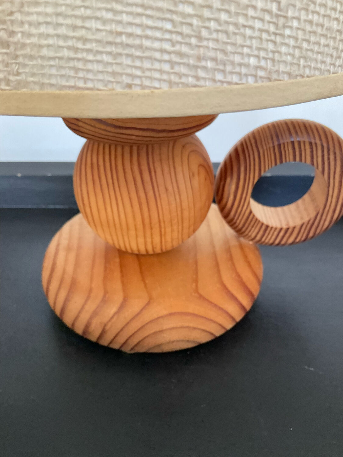 Pair of Scandinavian wooden lamps 60s-70s