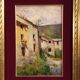 Italian landscape painting view of houses from the 20th century