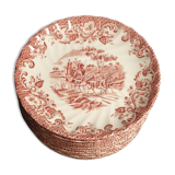 Johnson bros coaching scenes glossy porcelain dessert flat plates diameter: 18,18cm, 8 p