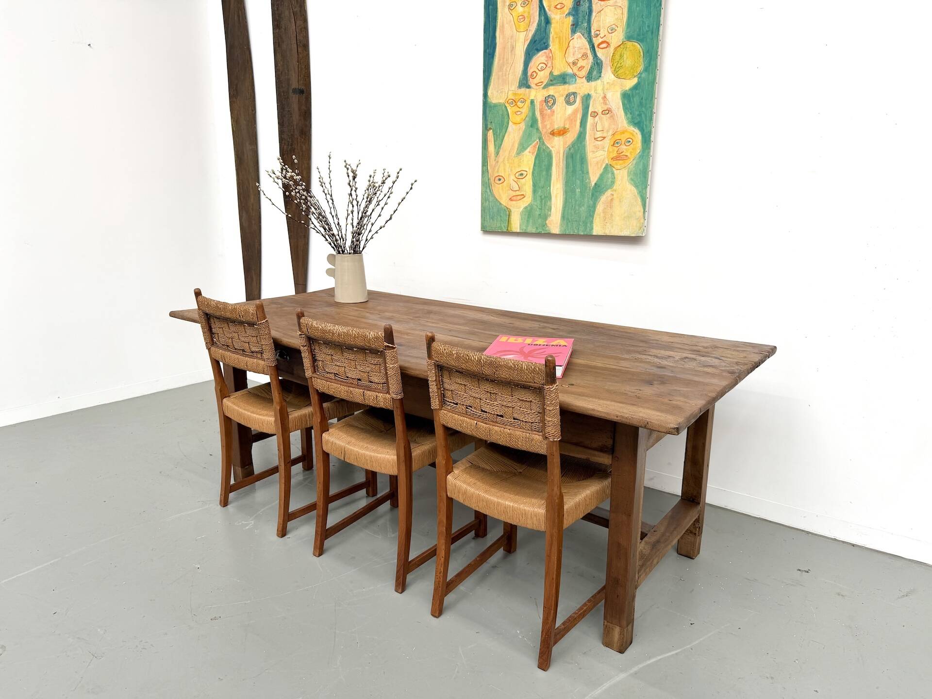 French farmhouse table in solid walnut, circa 1920