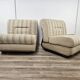 Fauteuils italiens du milieu du siècle en bois et tissu