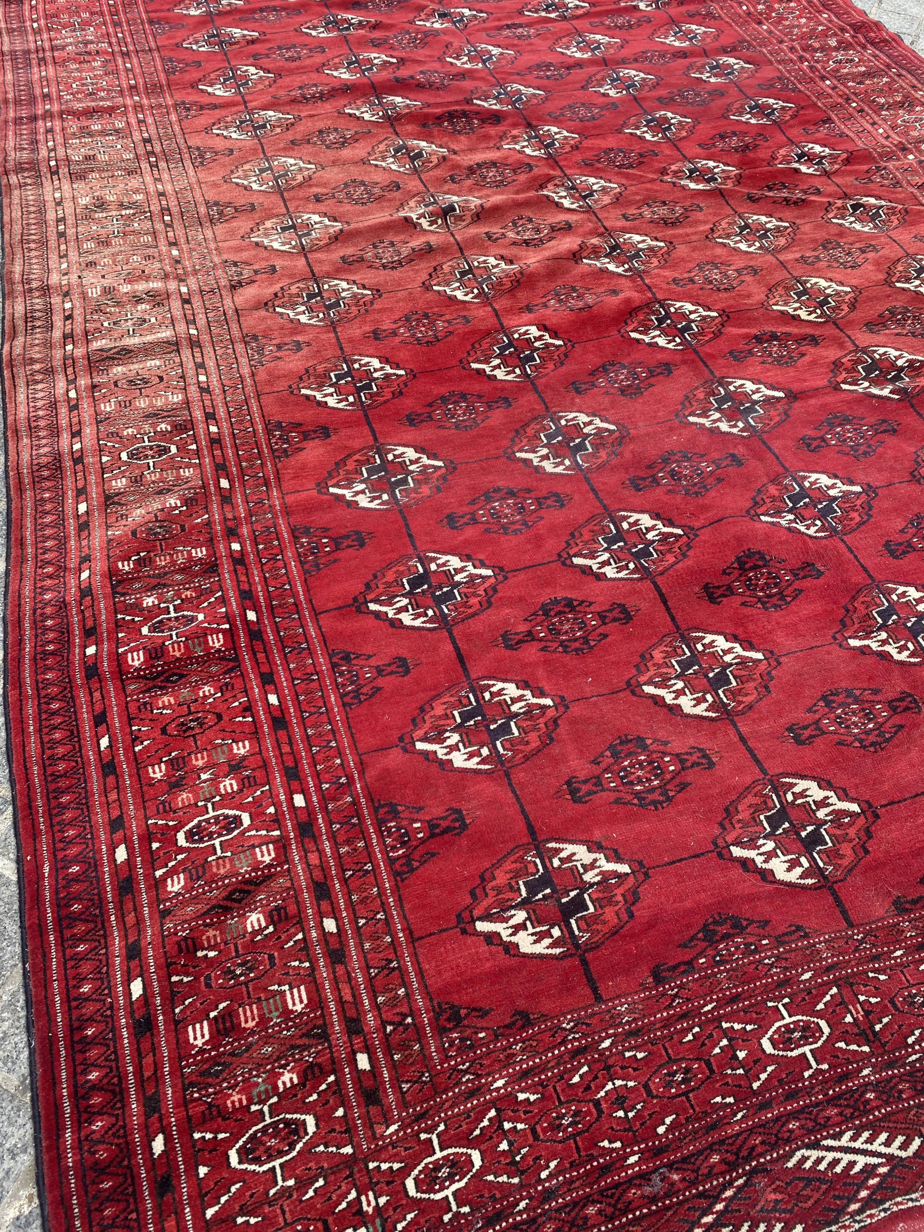 Nice big vintage carpet Bokhara handmade 200x282 cm
