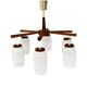 Scandinavian six-arm chandelier made of teak wood, Denmark, 1970s.