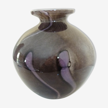 Multilayer glass vase, blown with inclusions, signed la Rochére