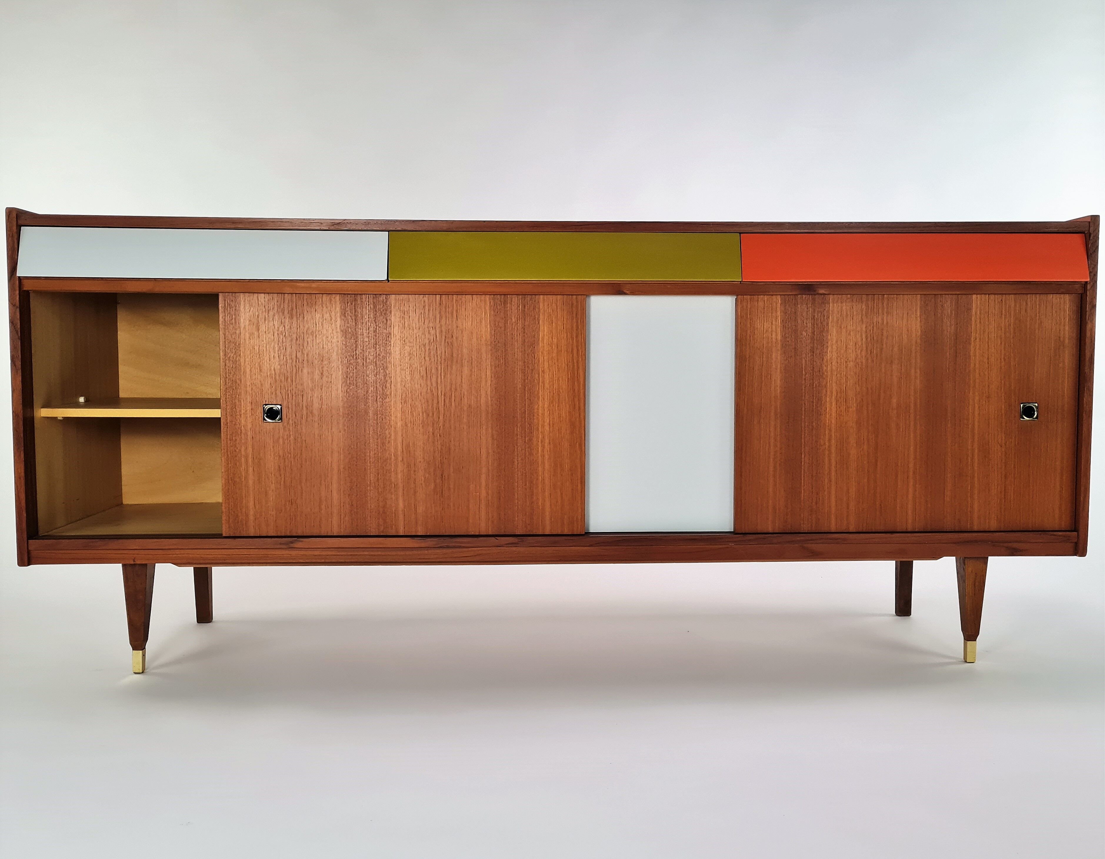 Tricolor sideboard with retro tile insert, circa 1960