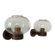 Pair of vintage wall lights, copper and bubbled glass, BEGA Germany 1970