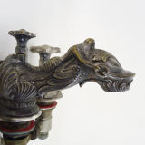 Old bathtub faucet, silver bronze kitchen with dolphin head and mermaid