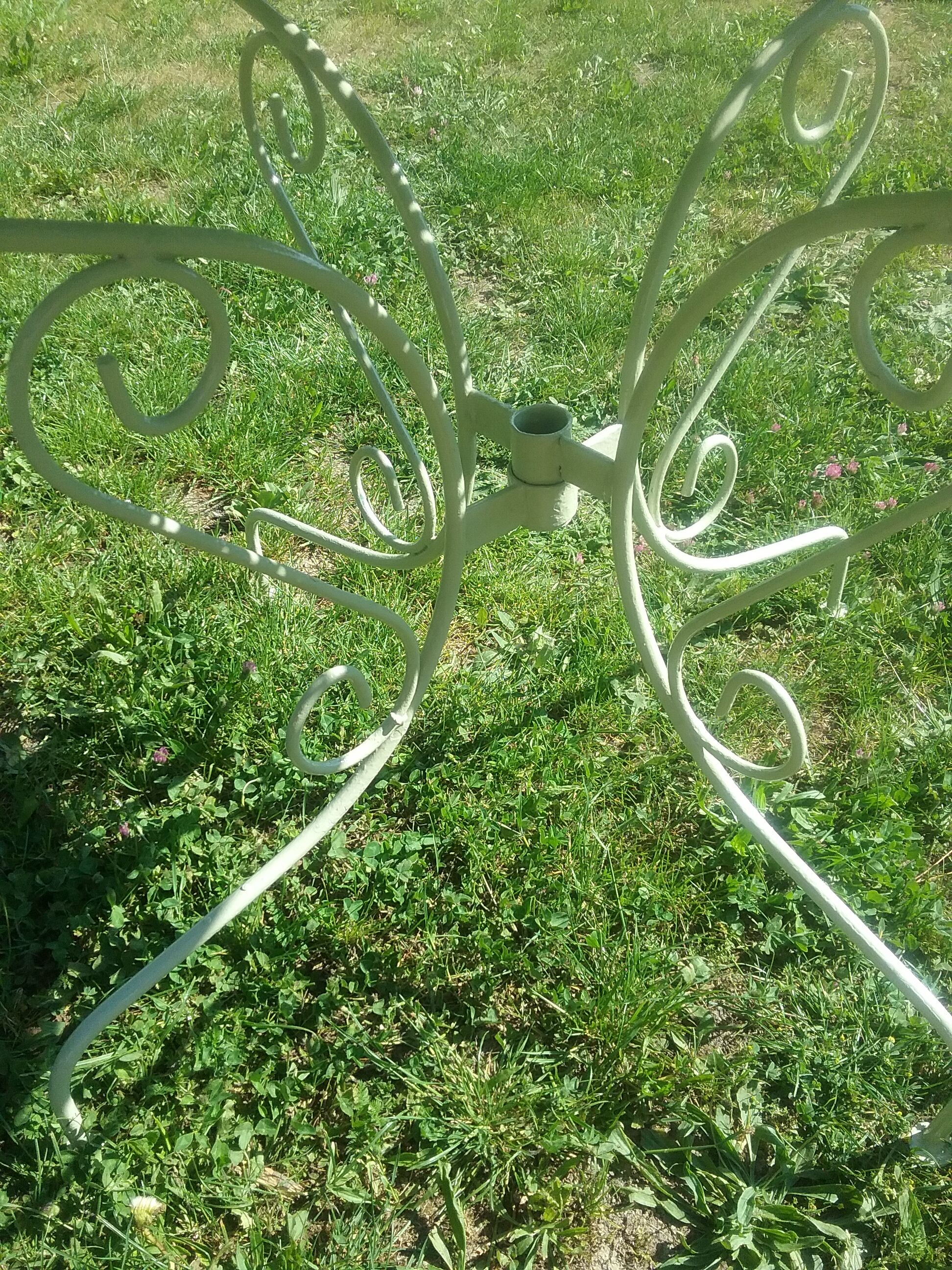 Green wrought iron garden furniture