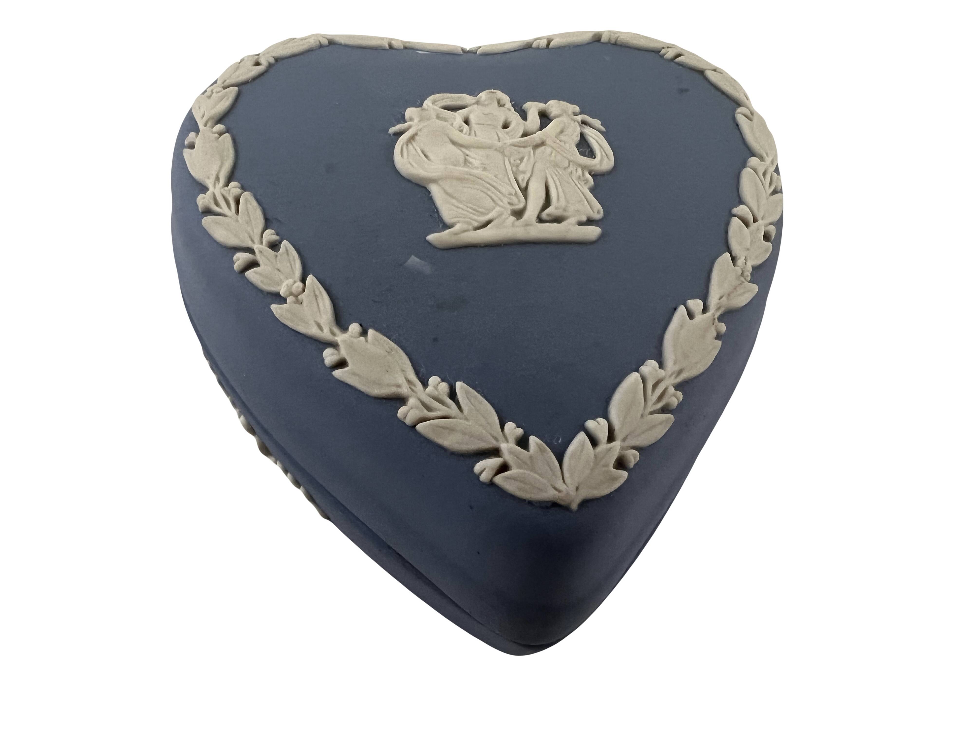 Blue heart jewelry box Wedgwood jasper ware