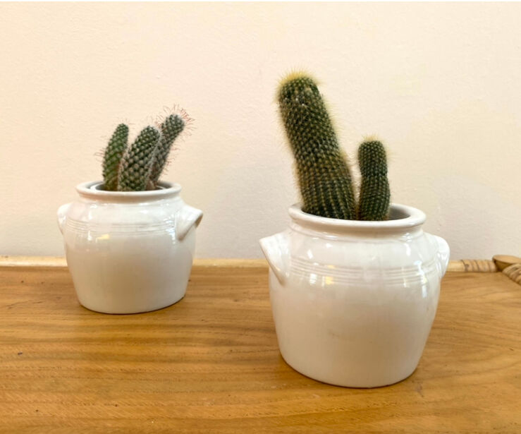 White pot in glazed stoneware