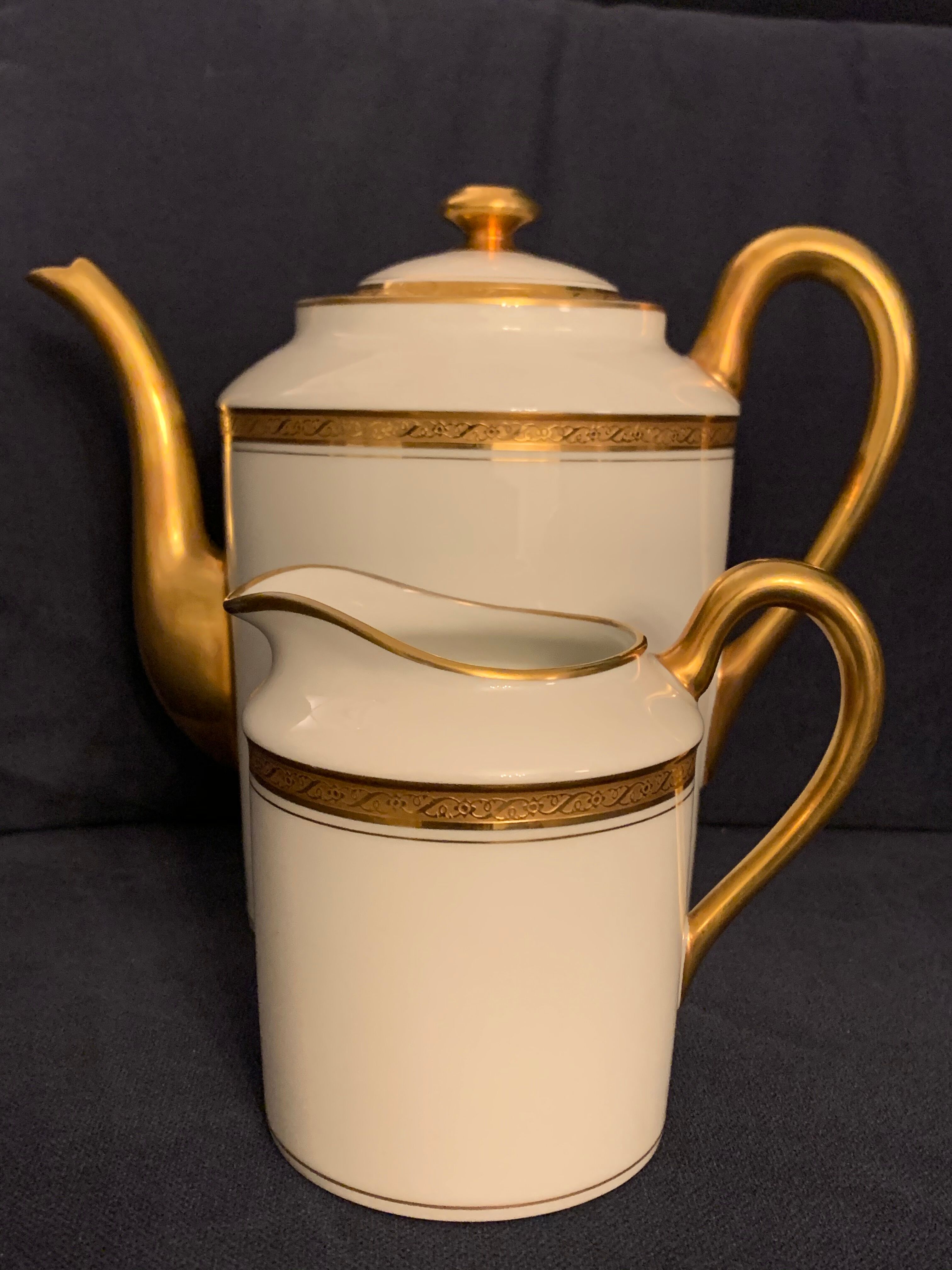 Pourer, teapot or coffee maker, and milk pot Jammet Seignolles Limoges