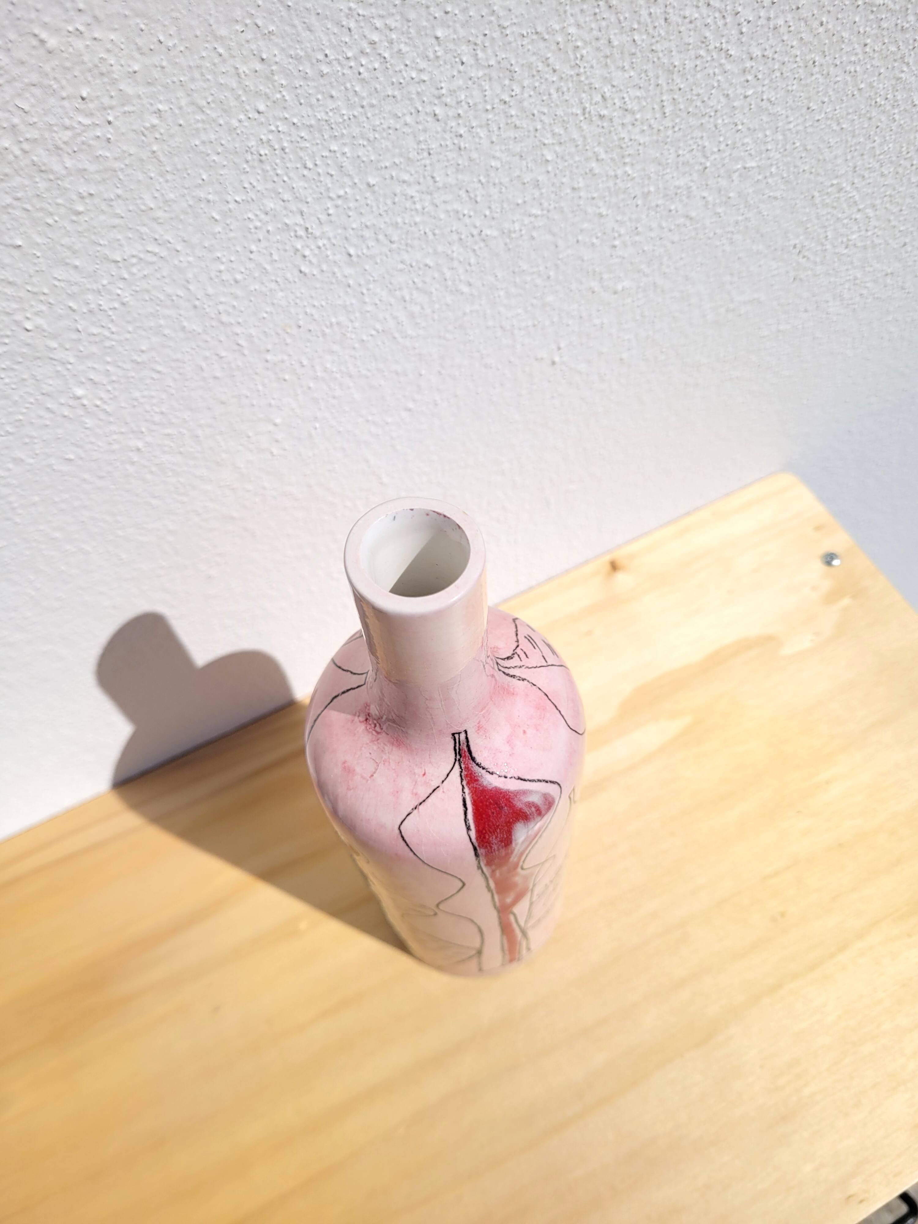 Pink soliflore vase bottle Sct Prato Italy