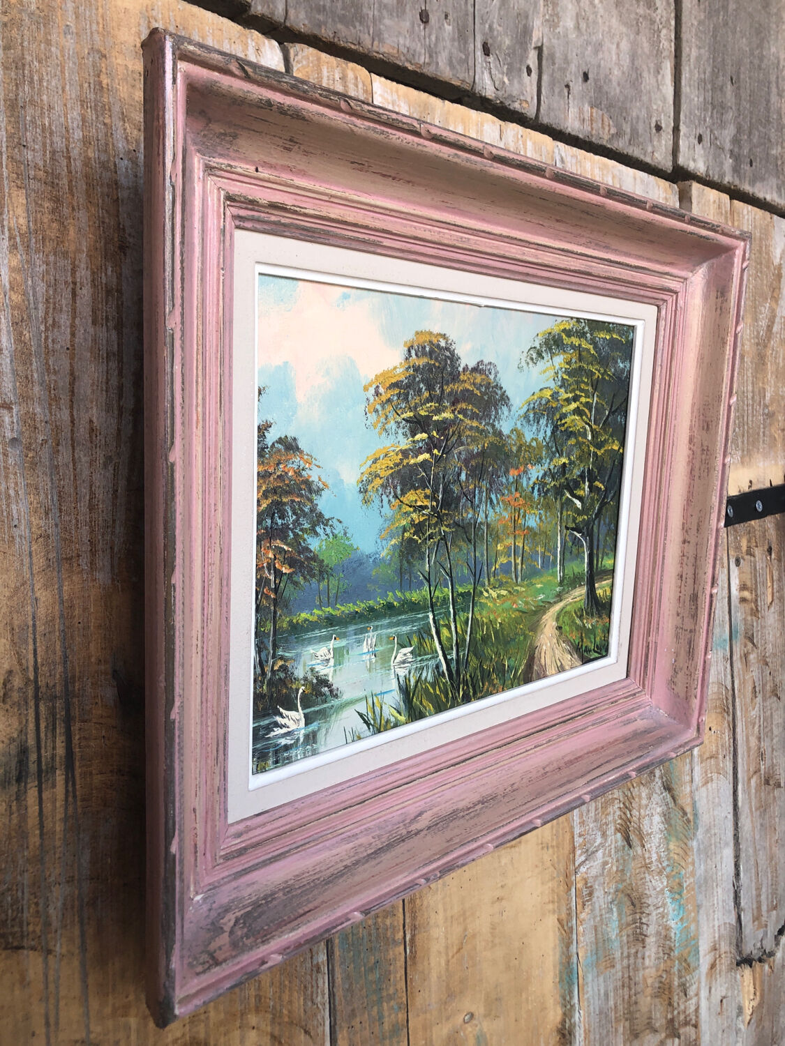 Oil Painting on Canvas MAU LOUIS Riverside + Wood Frame #A217