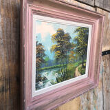 Oil Painting on Canvas MAU LOUIS Riverside + Wood Frame #A217